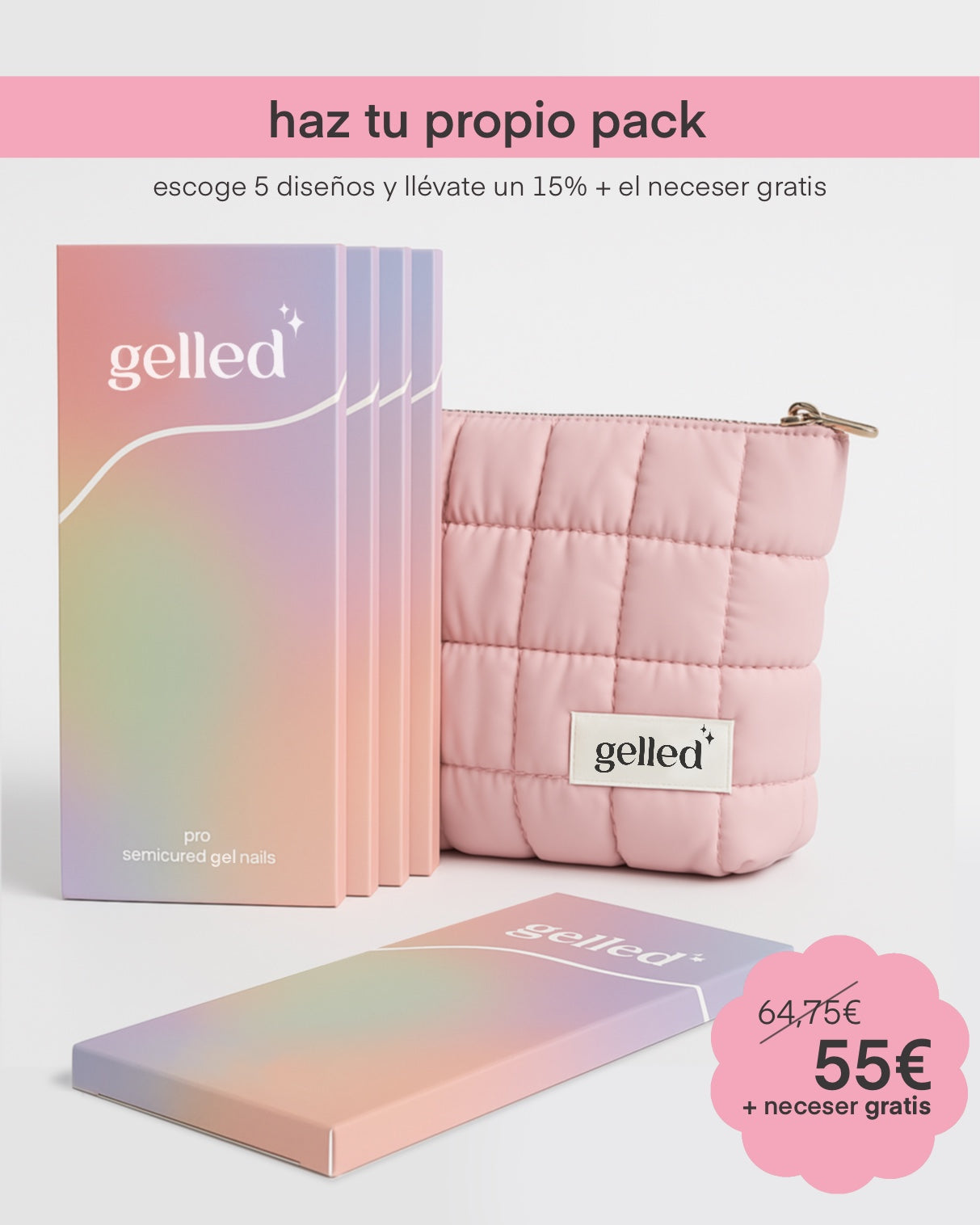 Pack de 5 diseños gel stickers + bolsa